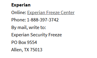 unlocking experian credit freeze