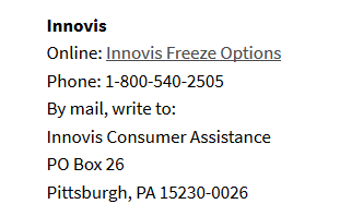 Innovis Freeze Options