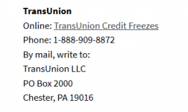 transunion credit freeze lift temporailty