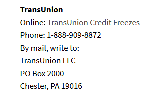 transunion freeze left